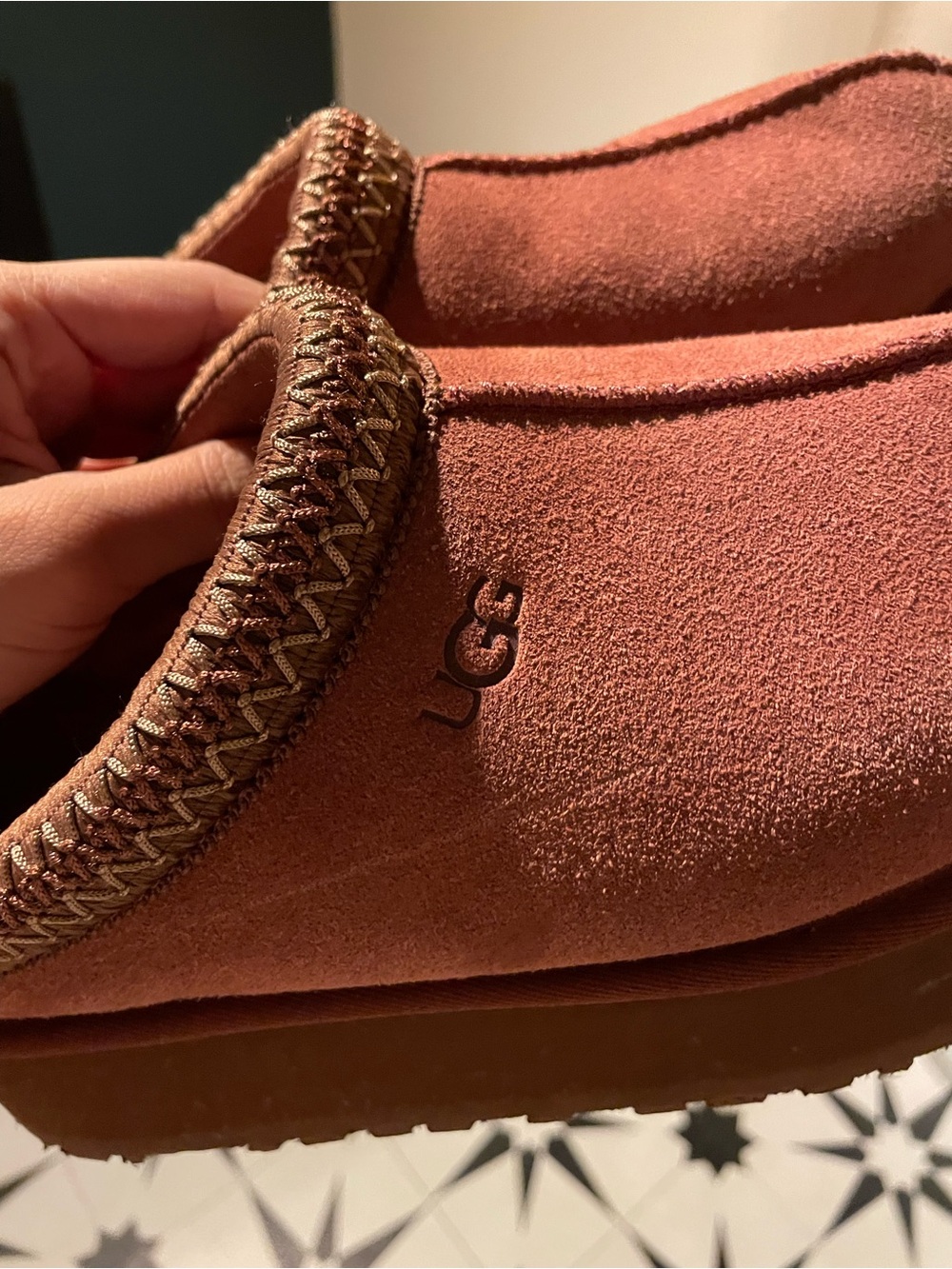 UGG Tazz Platform Suede Slip-On in Jasper Red